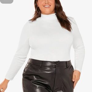 White Shein Basics Plus Mock-Neck Form Fitted Long Sleeve Tee 4XL NWOT